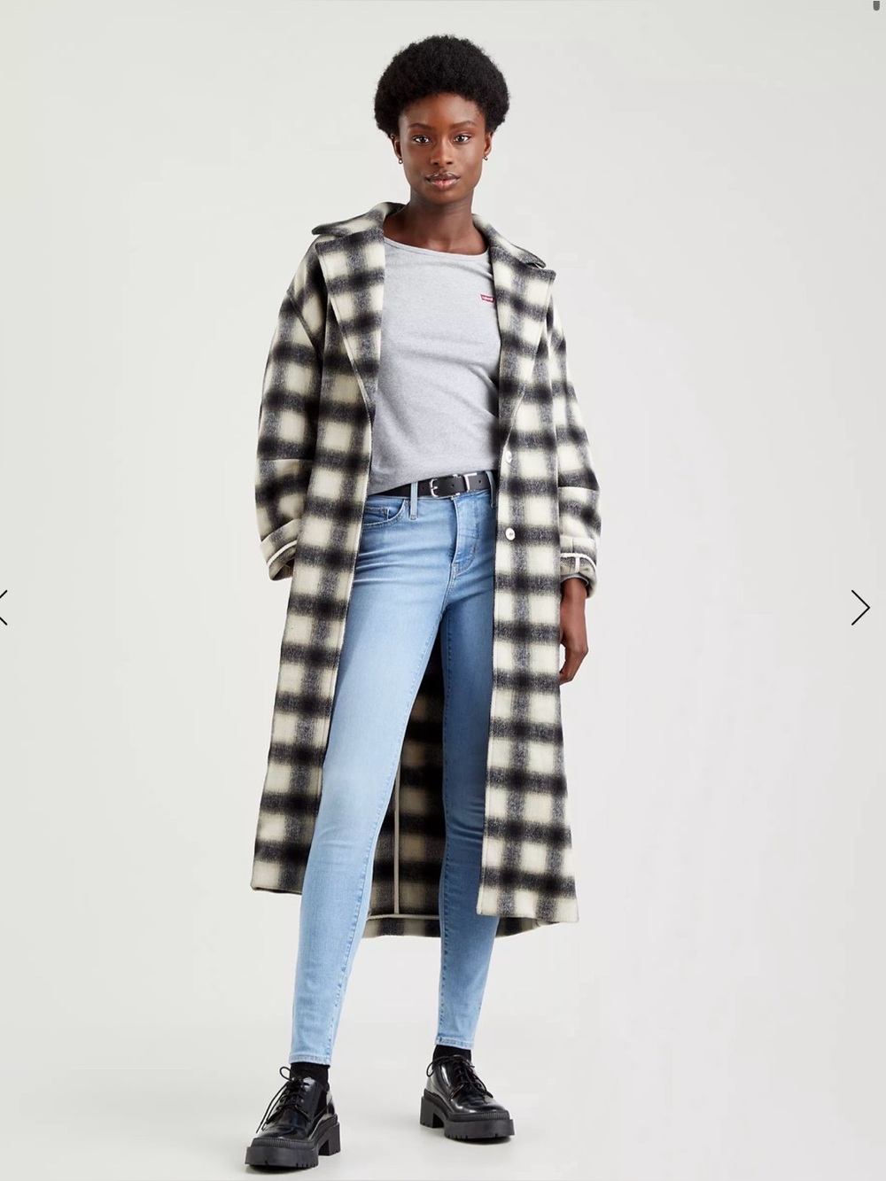 Levi's Agnes Wool Coat in Caviar Plaid